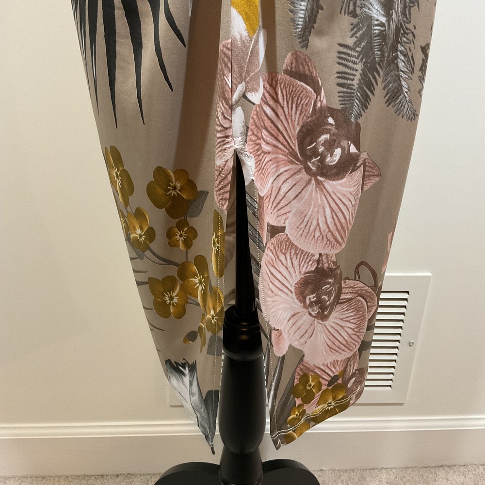 Karlie Dress Women S Taupe Tropical Twist Front Batwing Sleeve Resort Cocktail - Picture 7 of 15